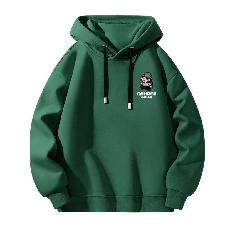 TT Férfi kapucnis fleece-betétes pulóver, 65% pamut, laza szabás, hosszú ujjú, nyomtatott dizájn