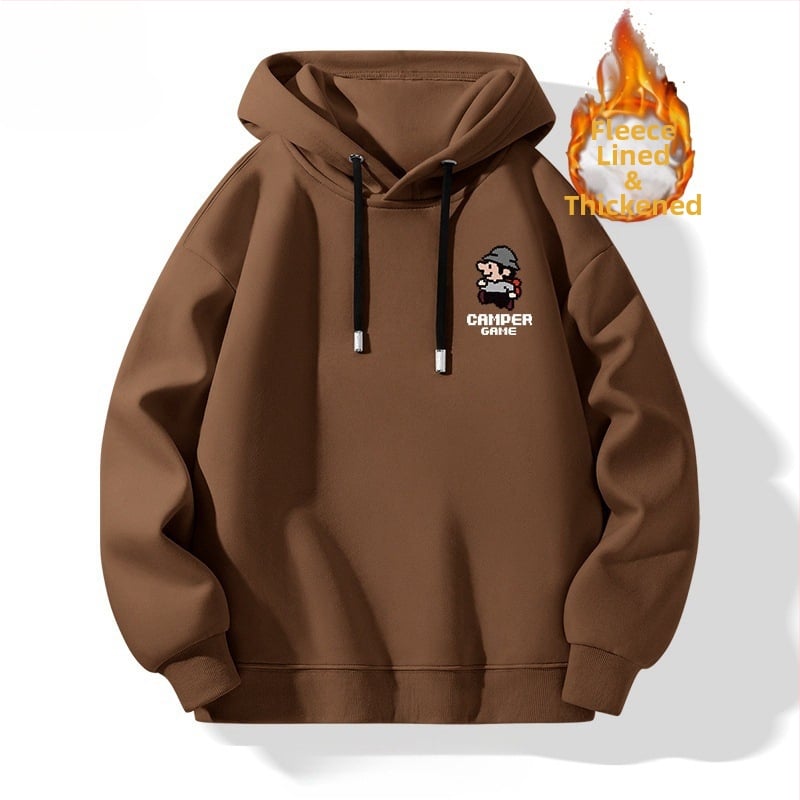 TT Férfi kapucnis fleece-betétes pulóver, 65% pamut, laza szabás, hosszú ujjú, nyomtatott dizájn