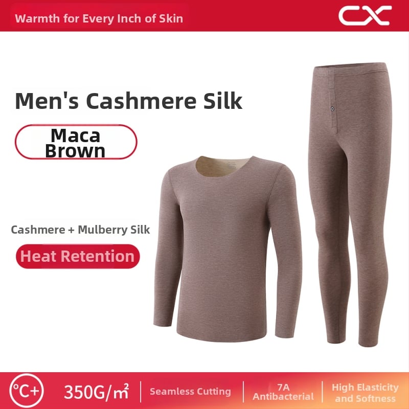 Termiska bāzes komplekts sievietēm no kašmīra un zīda, garas piedurknes, garas bikses, ekstra biezs