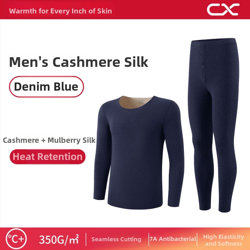 Termiska bāzes komplekts sievietēm no kašmīra un zīda, garas piedurknes, garas bikses, ekstra biezs