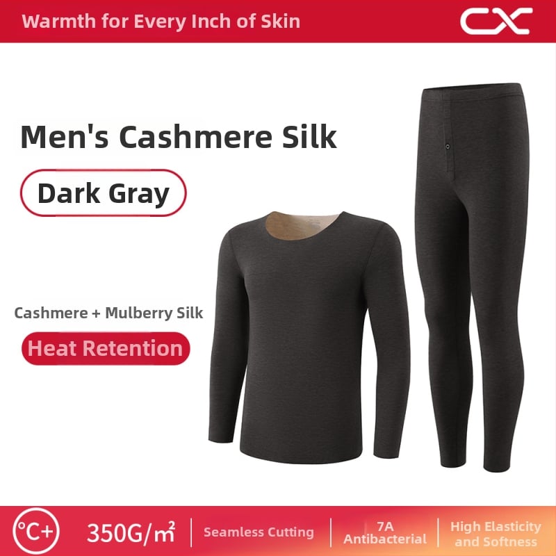 Termiska bāzes komplekts sievietēm no kašmīra un zīda, garas piedurknes, garas bikses, ekstra biezs