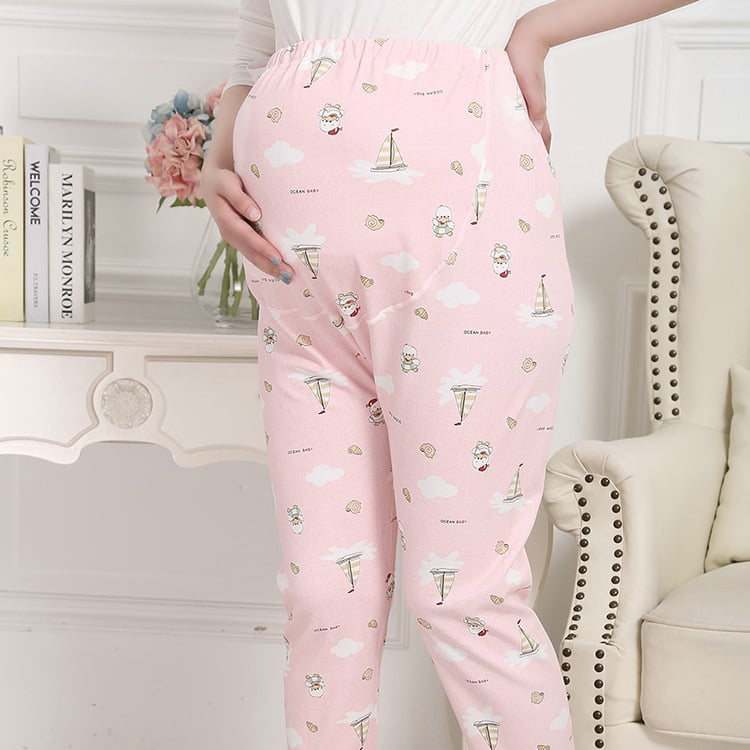 Εγκυμοσύνης φθινοπωρινά παντελόνια με υποστήριξη κοιλιάς, 99% βαμβάκι, μεσαίο πάχος, χαλαρή γραμμή