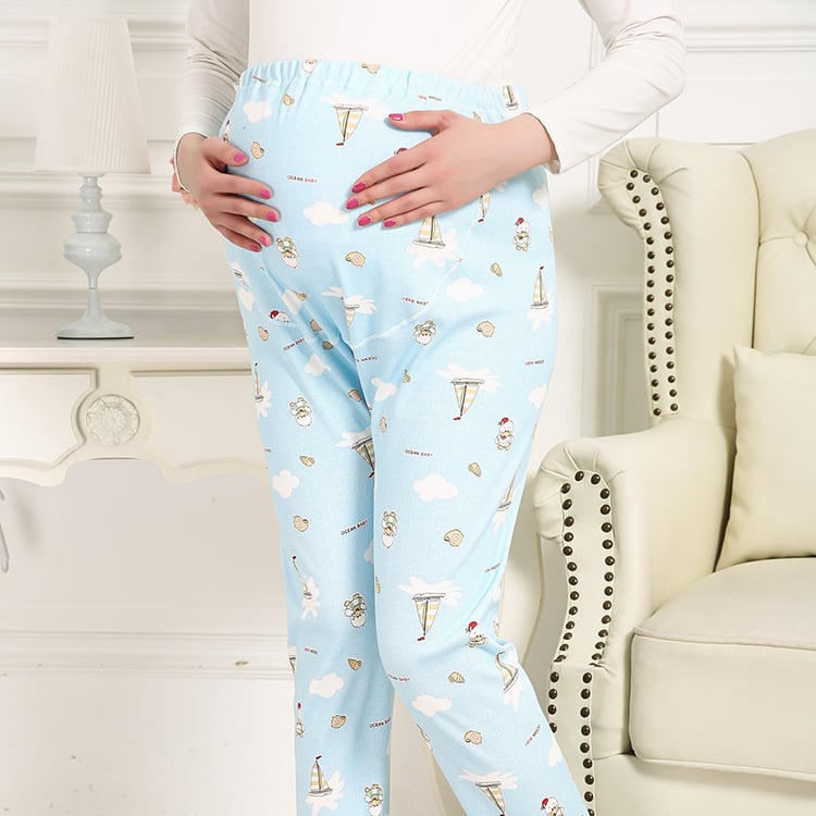 Εγκυμοσύνης φθινοπωρινά παντελόνια με υποστήριξη κοιλιάς, 99% βαμβάκι, μεσαίο πάχος, χαλαρή γραμμή