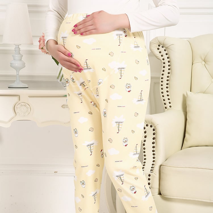 Εγκυμοσύνης φθινοπωρινά παντελόνια με υποστήριξη κοιλιάς, 99% βαμβάκι, μεσαίο πάχος, χαλαρή γραμμή