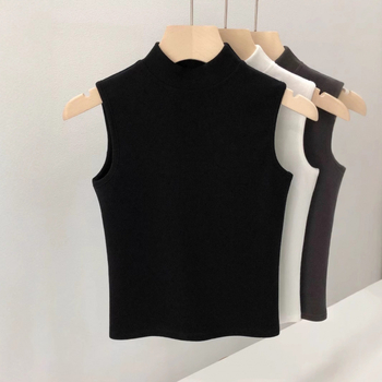 Ženski bezrukavni top s polo ovratnikom od chenille – plus veličina, slim fit, proljeće-ljeto