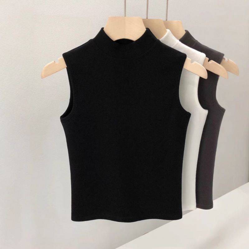 Ženski bezrukavni top s polo ovratnikom od chenille – plus veličina, slim fit, proljeće-ljeto