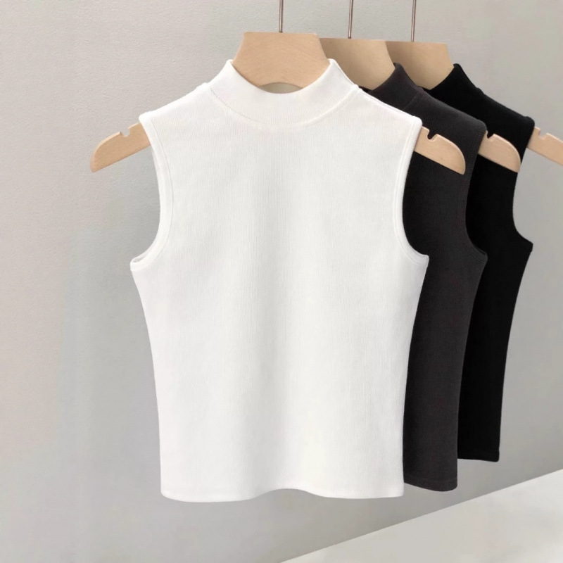 Ženski bezrukavni top s polo ovratnikom od chenille – plus veličina, slim fit, proljeće-ljeto
