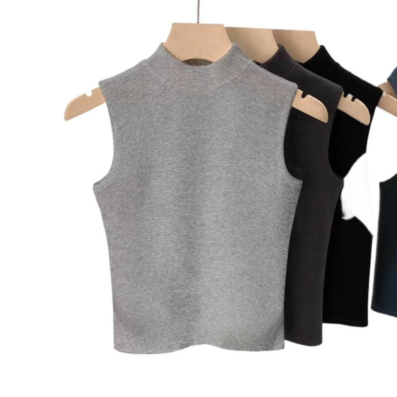 Ženski bezrukavni top s polo ovratnikom od chenille – plus veličina, slim fit, proljeće-ljeto