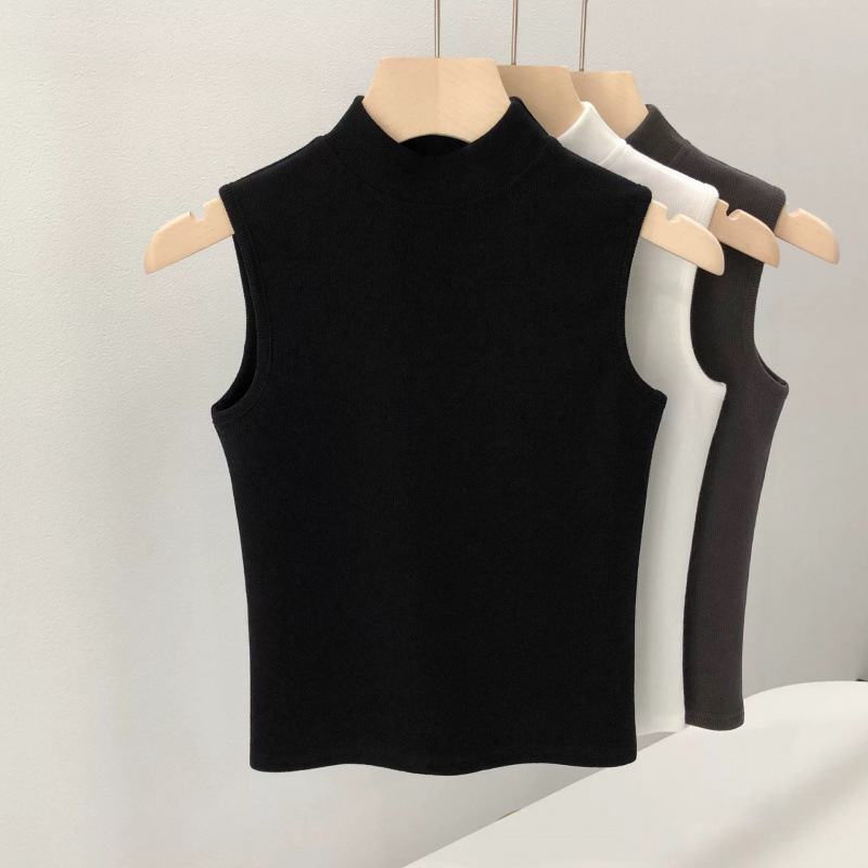 Ženski bezrukavni top s polo ovratnikom od chenille – plus veličina, slim fit, proljeće-ljeto
