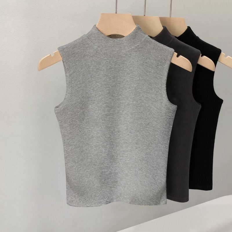 Ženski bezrukavni top s polo ovratnikom od chenille – plus veličina, slim fit, proljeće-ljeto