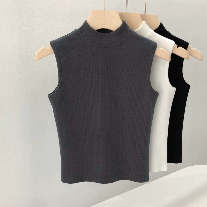 Ženski bezrukavni top s polo ovratnikom od chenille – plus veličina, slim fit, proljeće-ljeto