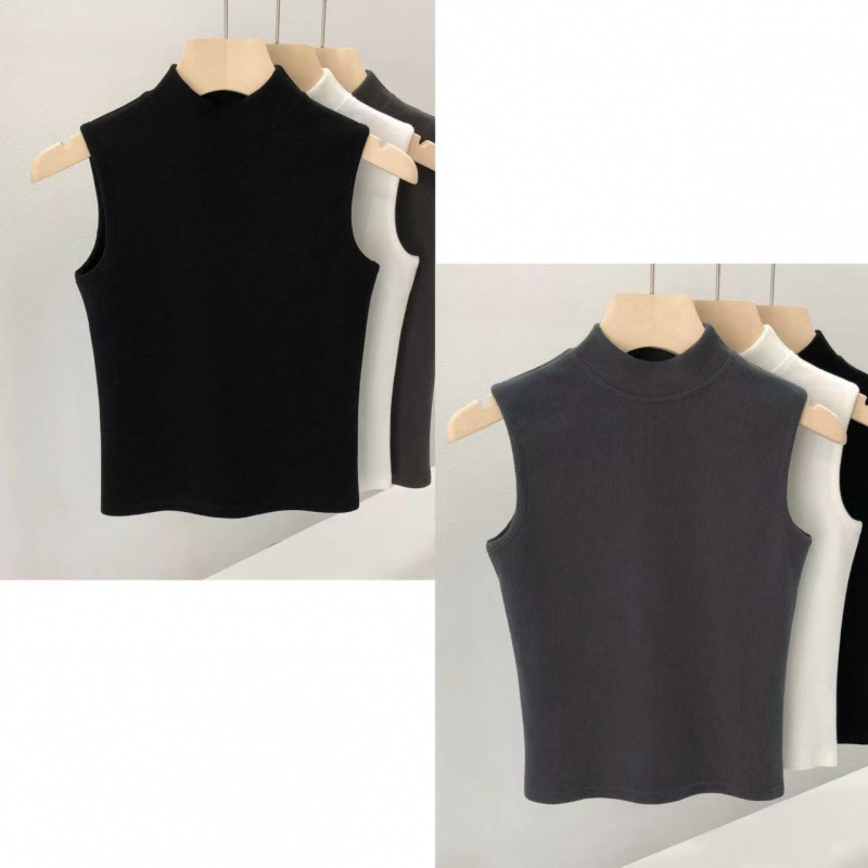Ženski bezrukavni top s polo ovratnikom od chenille – plus veličina, slim fit, proljeće-ljeto