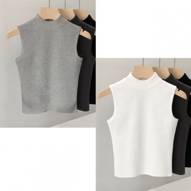 Ženski bezrukavni top s polo ovratnikom od chenille – plus veličina, slim fit, proljeće-ljeto