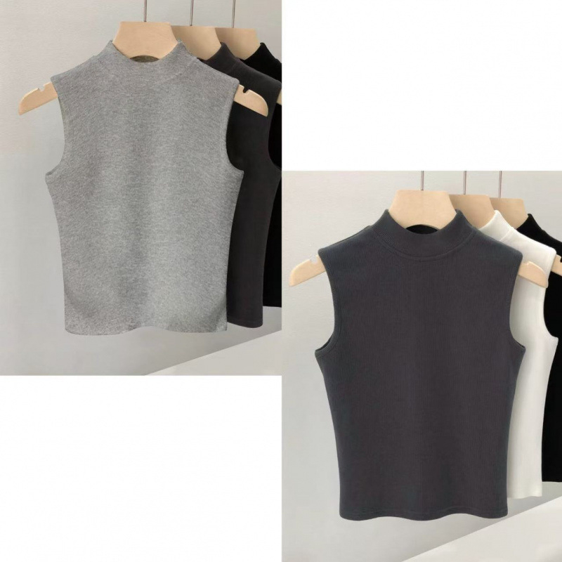 Ženski bezrukavni top s polo ovratnikom od chenille – plus veličina, slim fit, proljeće-ljeto
