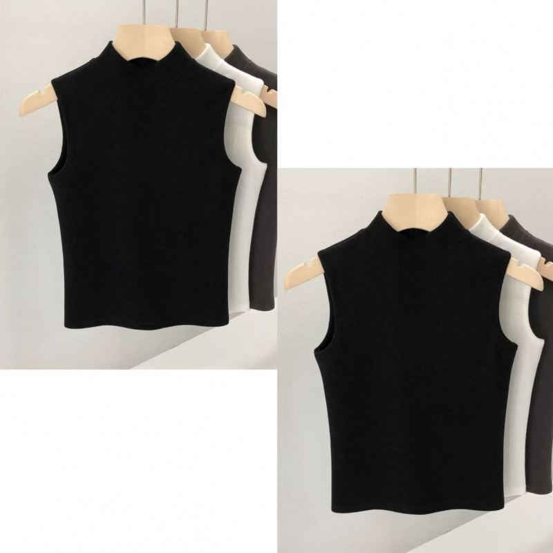 Ženski bezrukavni top s polo ovratnikom od chenille – plus veličina, slim fit, proljeće-ljeto