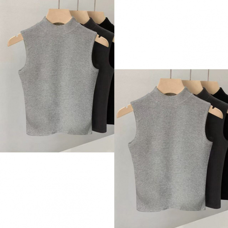 Ženski bezrukavni top s polo ovratnikom od chenille – plus veličina, slim fit, proljeće-ljeto
