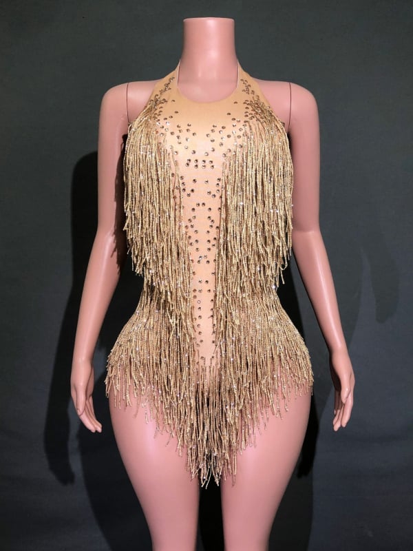 Latino šokių kombinezonas — haltero kaklas, kutai su akmenimis, be rankovių (Prekės ženklas: NYOOR; Audinys: spandeksas; Amžius: 18–24; Lytis: Moteris)