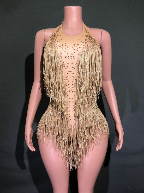 Latino šokių kombinezonas — haltero kaklas, kutai su akmenimis, be rankovių (Prekės ženklas: NYOOR; Audinys: spandeksas; Amžius: 18–24; Lytis: Moteris)