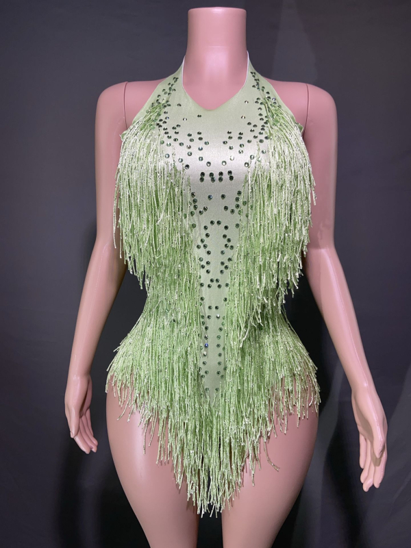 Latino šokių kombinezonas — haltero kaklas, kutai su akmenimis, be rankovių (Prekės ženklas: NYOOR; Audinys: spandeksas; Amžius: 18–24; Lytis: Moteris)