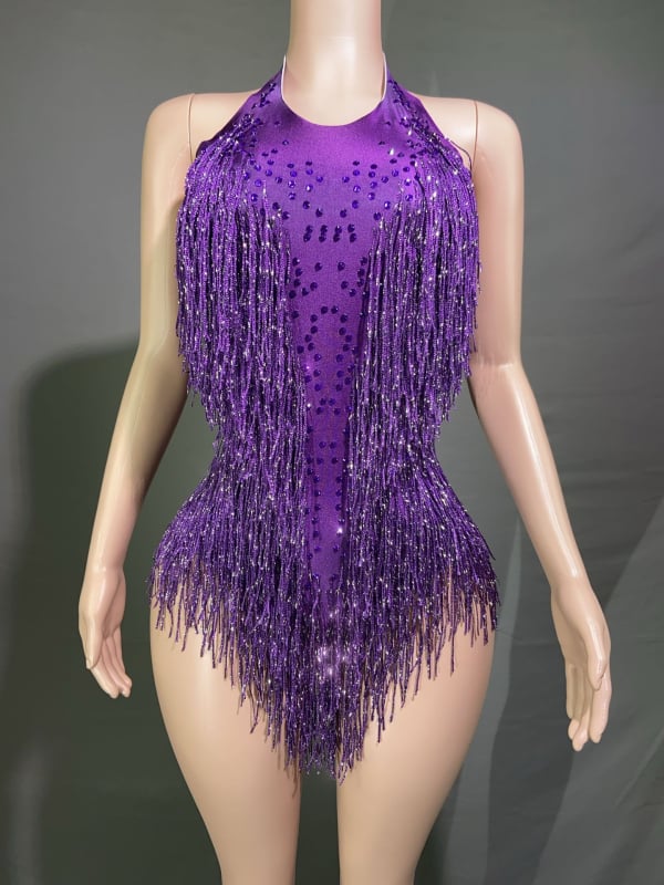 Latino šokių kombinezonas — haltero kaklas, kutai su akmenimis, be rankovių (Prekės ženklas: NYOOR; Audinys: spandeksas; Amžius: 18–24; Lytis: Moteris)