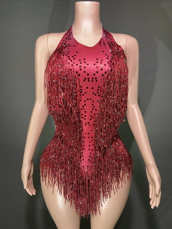 Latino šokių kombinezonas — haltero kaklas, kutai su akmenimis, be rankovių (Prekės ženklas: NYOOR; Audinys: spandeksas; Amžius: 18–24; Lytis: Moteris)