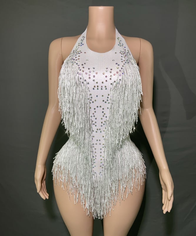 Latino šokių kombinezonas — haltero kaklas, kutai su akmenimis, be rankovių (Prekės ženklas: NYOOR; Audinys: spandeksas; Amžius: 18–24; Lytis: Moteris)