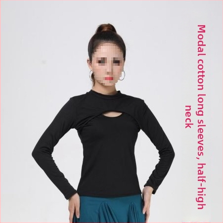 Latinsko tanečný tréningový set (vršok s polovičným rukávom a sukňa s veľkým swingom) – jar 2025, PVC tkanina, obsah až do 30%, čínsky štýl, literárny retro dizajn