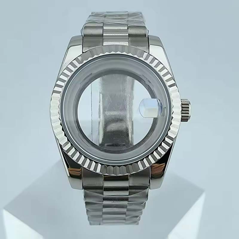 Dvojitý kalendárny bezel pre hodinky, kompatibilný s pohonom 8285, remienok z nehrdzavejúcej ocele