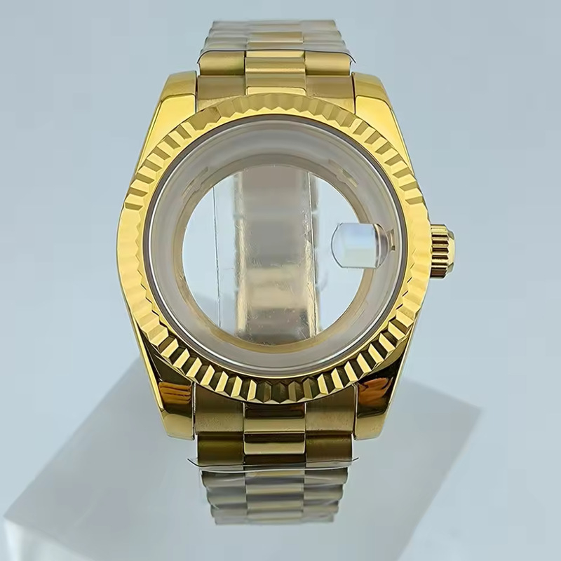 Dvojitý kalendárny bezel pre hodinky, kompatibilný s pohonom 8285, remienok z nehrdzavejúcej ocele