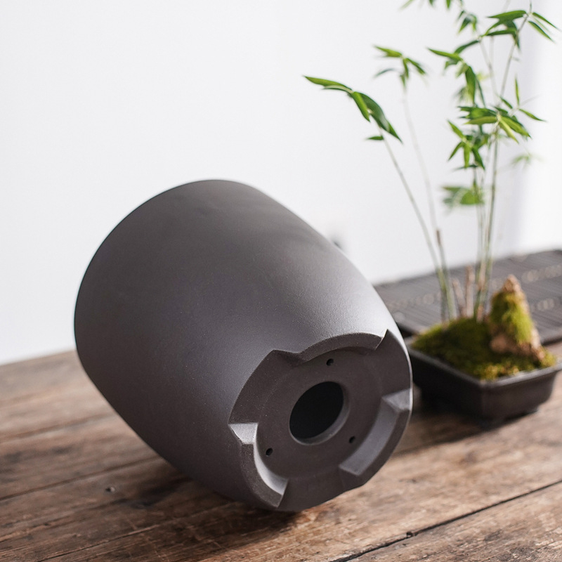 Ghiveci ceramic pentru orhidee, cu design respirabil, lucrat manual, potrivit pentru birou sau podea, stil clasic.