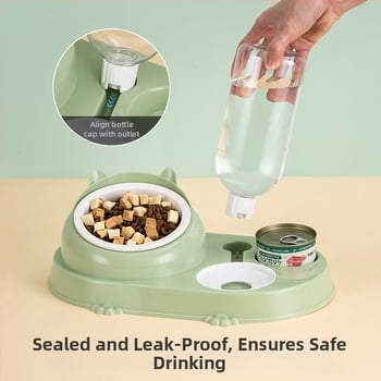 Котешка двойна купа с автоматично подаване на вода – пластмаса, CUUKIEE