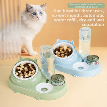 Котешка двойна купа с автоматично подаване на вода – пластмаса, CUUKIEE