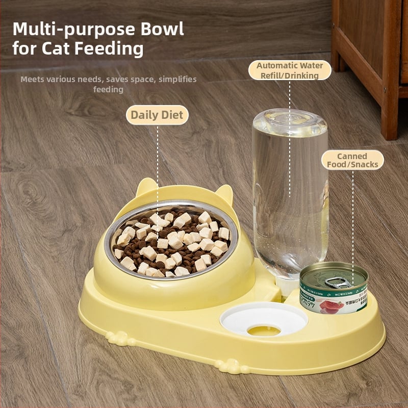 Котешка двойна купа с автоматично подаване на вода – пластмаса, CUUKIEE