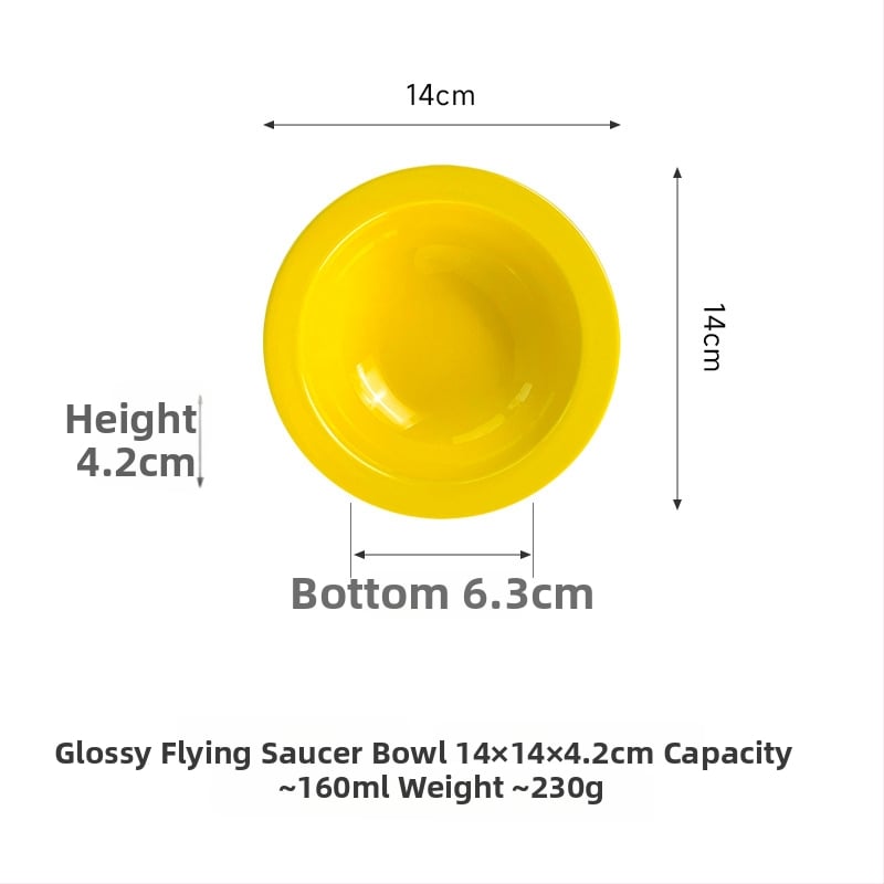 Керамична котешка купичка с форма на летящ диск и защита на ръба за хранене