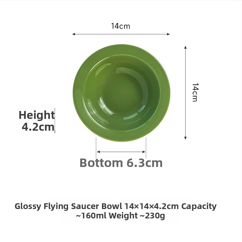 Керамична котешка купичка с форма на летящ диск и защита на ръба за хранене