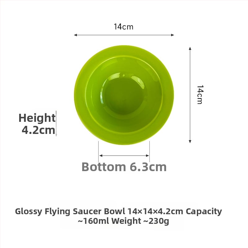 Керамична котешка купичка с форма на летящ диск и защита на ръба за хранене