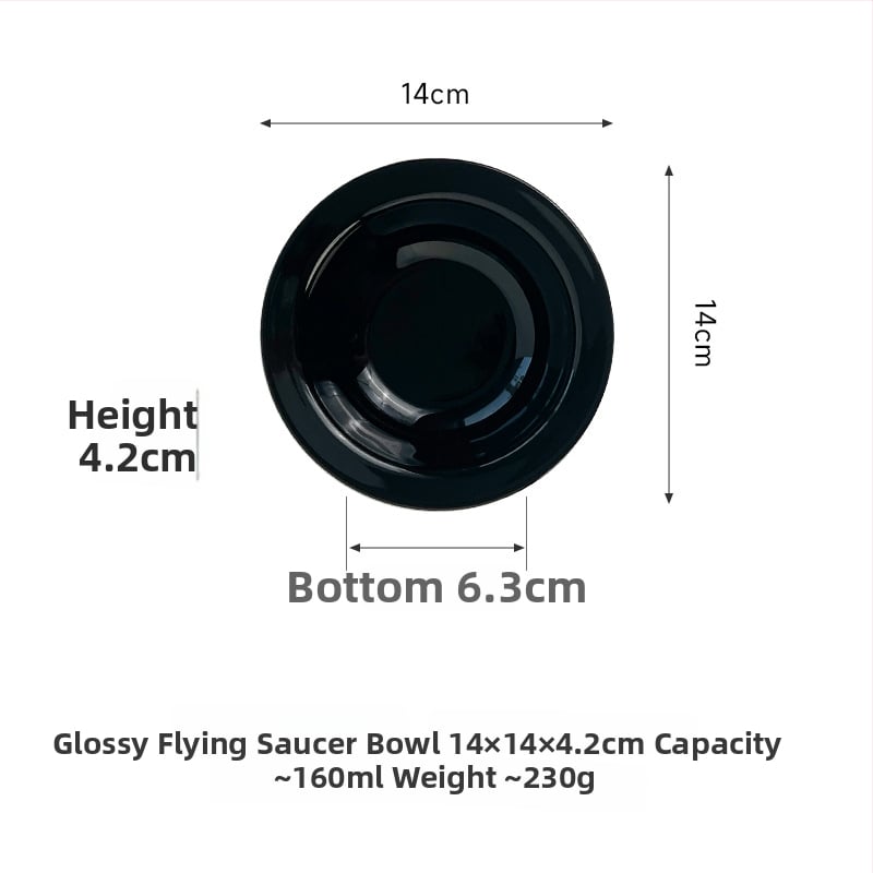 Керамична котешка купичка с форма на летящ диск и защита на ръба за хранене