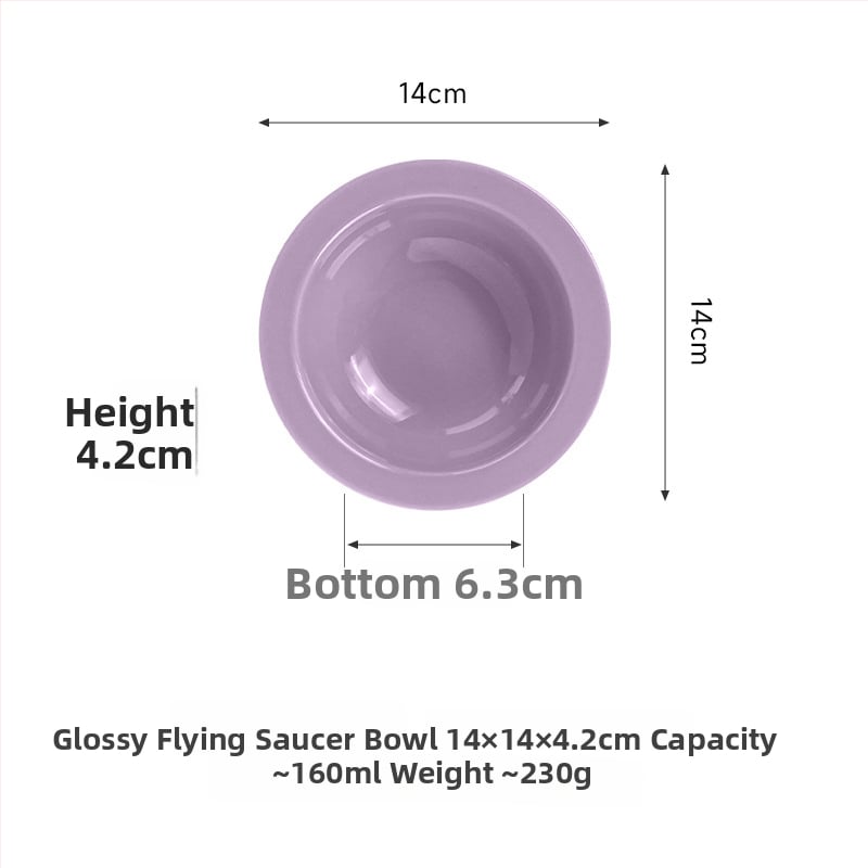 Керамична котешка купичка с форма на летящ диск и защита на ръба за хранене