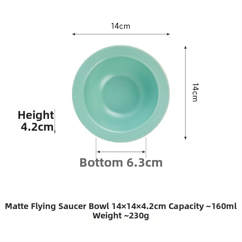 Керамична котешка купичка с форма на летящ диск и защита на ръба за хранене