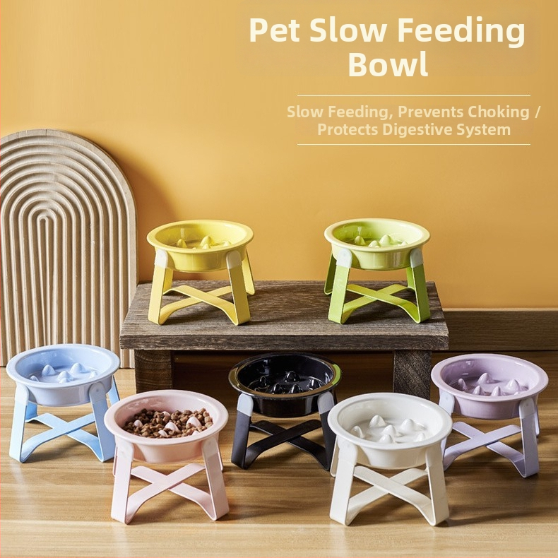 Keramikas kaķu lēnas barošanas bļoda — pret aizrīšanos, viegli tīrāma, atsevišķs dizains