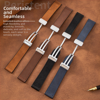 Crazy Horse ādas viedpulksteņa siksna ar magnētisku salokāmu sprādzi, saderīga ar Samsung Watch un Huawei GT3