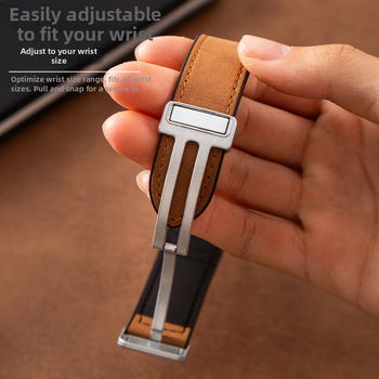 Crazy Horse ādas viedpulksteņa siksna ar magnētisku salokāmu sprādzi, saderīga ar Samsung Watch un Huawei GT3