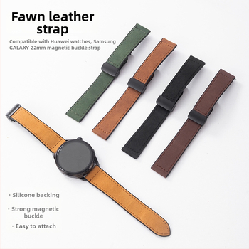 Crazy Horse ādas viedpulksteņa siksna ar magnētisku salokāmu sprādzi, saderīga ar Samsung Watch un Huawei GT3