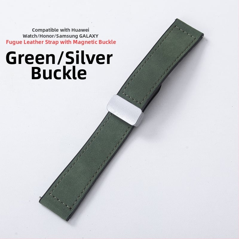 Crazy Horse ādas viedpulksteņa siksna ar magnētisku salokāmu sprādzi, saderīga ar Samsung Watch un Huawei GT3