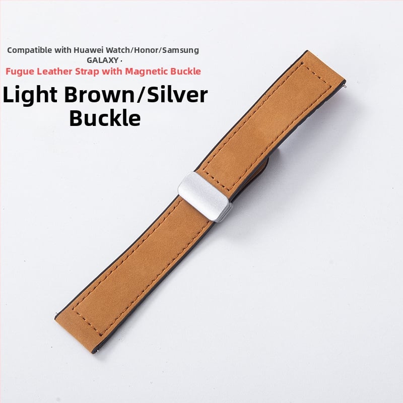 Crazy Horse ādas viedpulksteņa siksna ar magnētisku salokāmu sprādzi, saderīga ar Samsung Watch un Huawei GT3