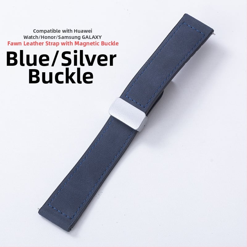 Crazy Horse ādas viedpulksteņa siksna ar magnētisku salokāmu sprādzi, saderīga ar Samsung Watch un Huawei GT3