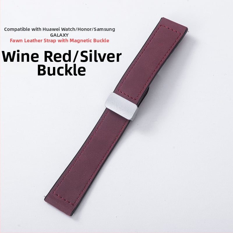 Crazy Horse ādas viedpulksteņa siksna ar magnētisku salokāmu sprādzi, saderīga ar Samsung Watch un Huawei GT3