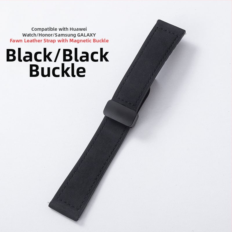 Crazy Horse ādas viedpulksteņa siksna ar magnētisku salokāmu sprādzi, saderīga ar Samsung Watch un Huawei GT3