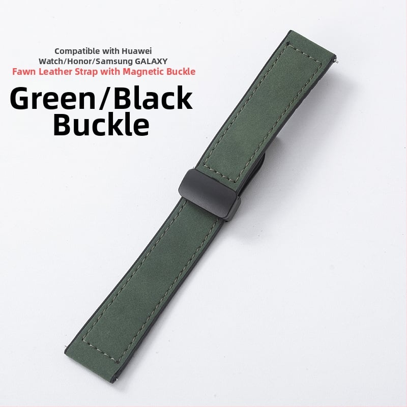 Crazy Horse ādas viedpulksteņa siksna ar magnētisku salokāmu sprādzi, saderīga ar Samsung Watch un Huawei GT3