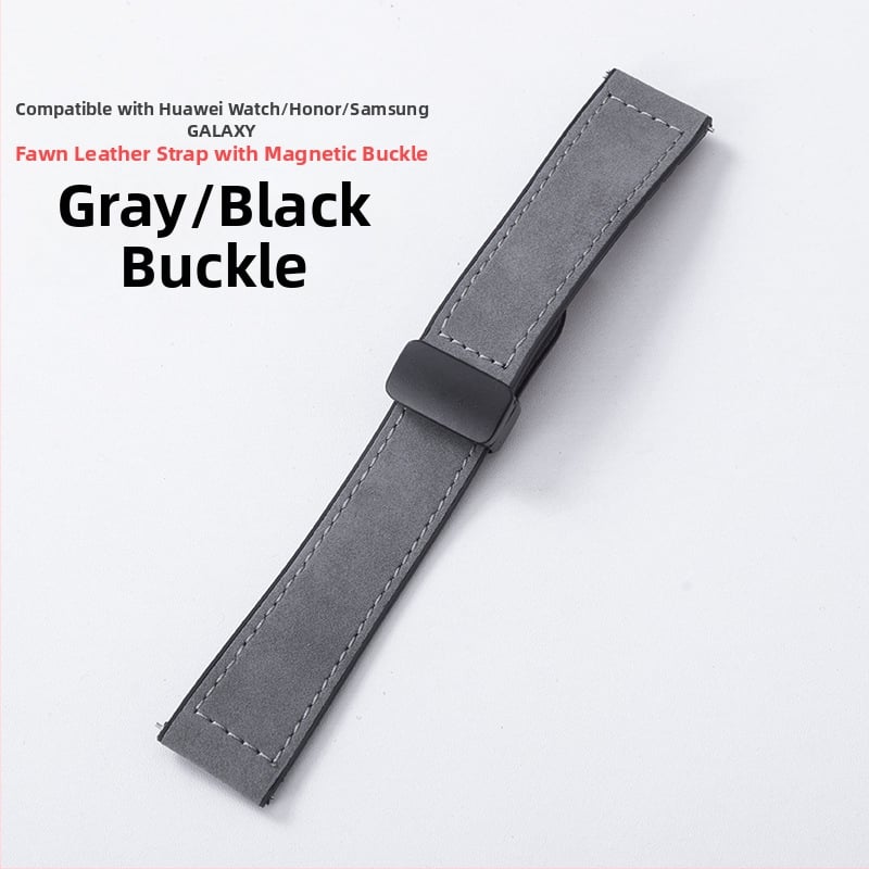 Crazy Horse ādas viedpulksteņa siksna ar magnētisku salokāmu sprādzi, saderīga ar Samsung Watch un Huawei GT3